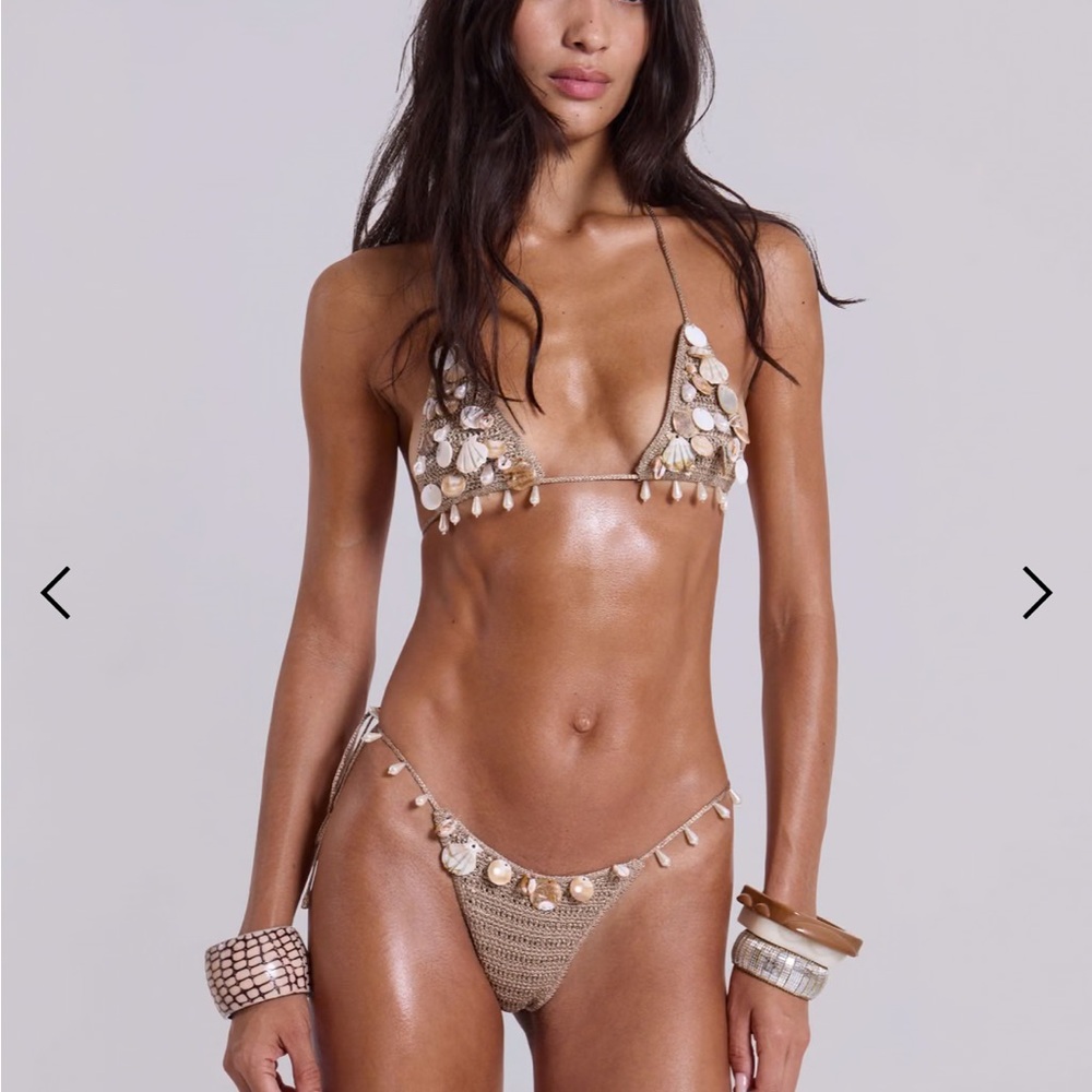 Jaded London Anatase Crochet Bikini Top w/ Hanging Shells Size L